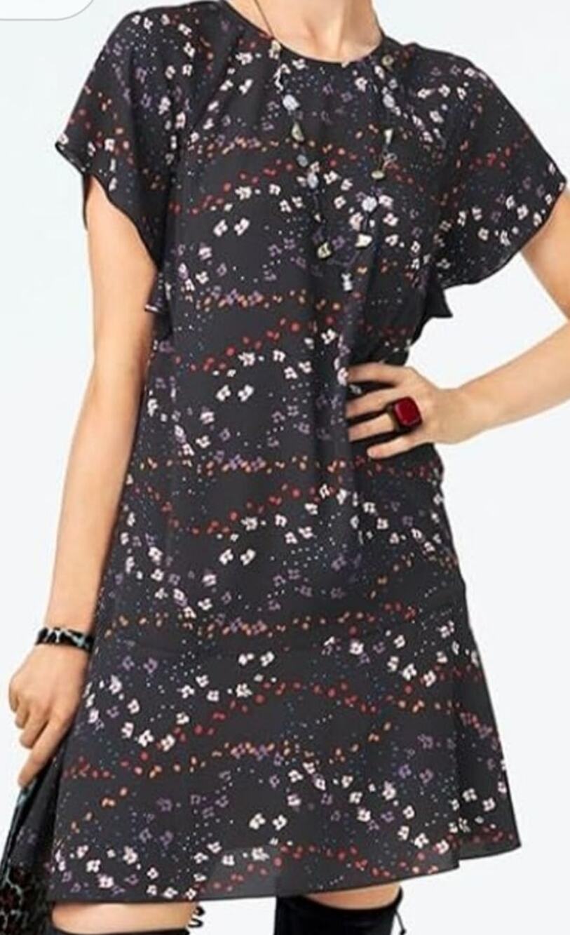 Cabi Floral Print Crew Neck Pull On Knee Length Dress Size Small
